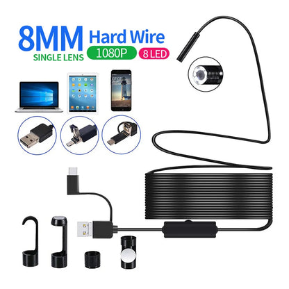 1080P/640P USB Endoscope Inspection Camera 3 in 1 USB/Micro USB/Type-C Endoscope Camera Borescope with 8 LED for Samsung Huawei