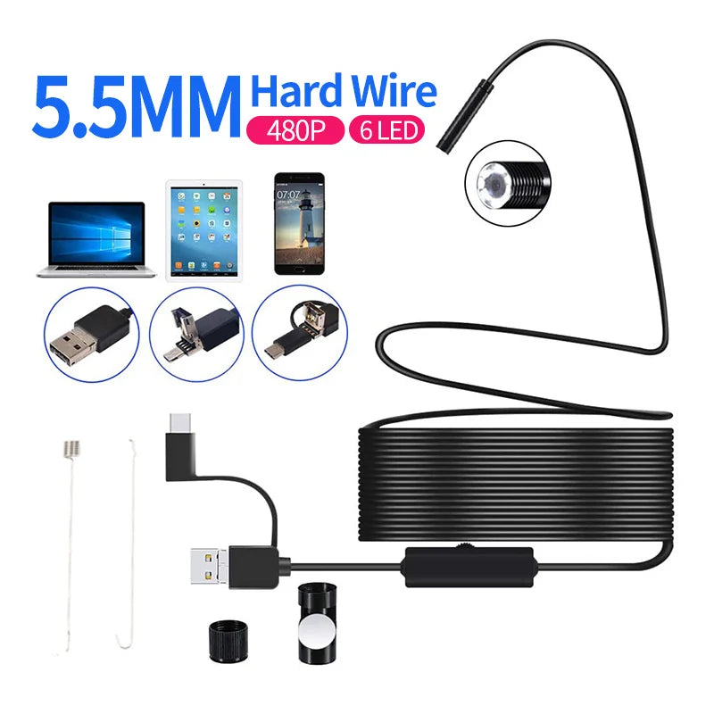 1080P/640P USB Endoscope Inspection Camera 3 in 1 USB/Micro USB/Type-C Endoscope Camera Borescope with 8 LED for Samsung Huawei