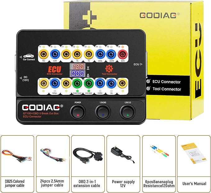 Godiag GT100+ OBDII Breakout Box, Advanced OBD and CAN Protocol Detector for ECU Bench Testing and Car Diagnostics