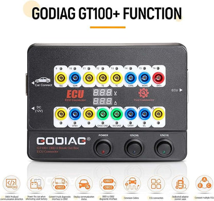 Godiag GT100+ OBDII Breakout Box, Advanced OBD and CAN Protocol Detector for ECU Bench Testing and Car Diagnostics