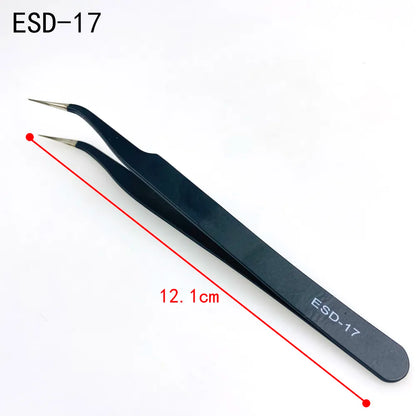 9 Piece Anti-static ESD Stainless Steel Precision Tweezers set. Curved, and Straight