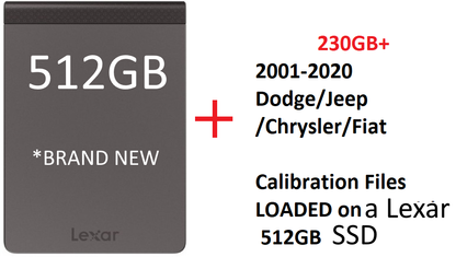 512GB Lexar SL200 SSD *NEW* + Dodge/Chrysler/Jeep/FIAT ECU ECM, ABS, BCM, TCM,+ 231GB+ of Calibration files 2001-2020