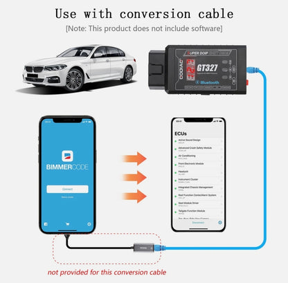 GODIAG GT327 SUPER ELM327v1.5 Bluetooth 4.0 OBDII Scanner Support DOIP ENET with Voltage Display for iOS/ Android/ Windows