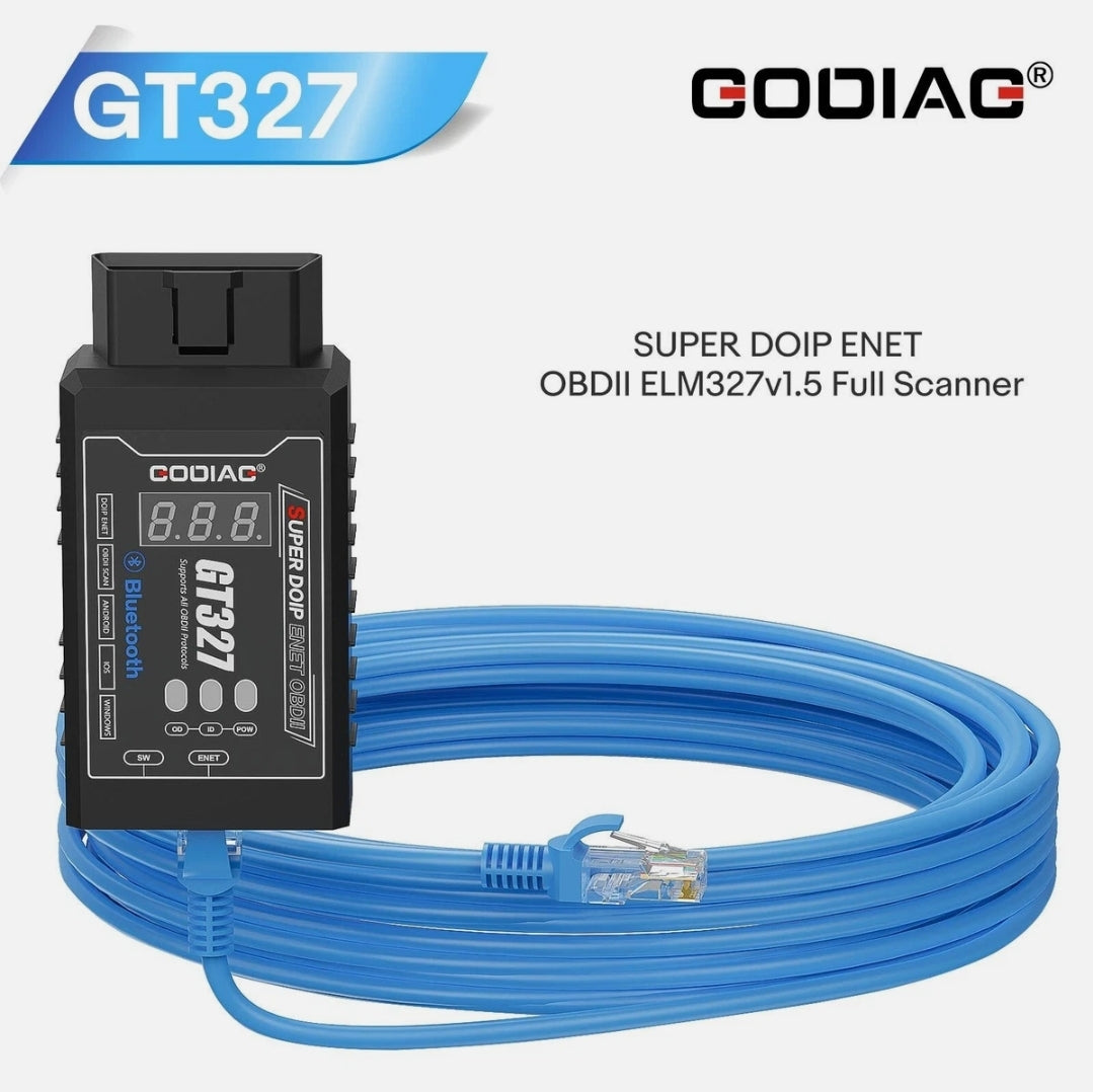 GODIAG GT327 SUPER ELM327v1.5 Bluetooth 4.0 OBDII Scanner Support DOIP ENET with Voltage Display for iOS/ Android/ Windows