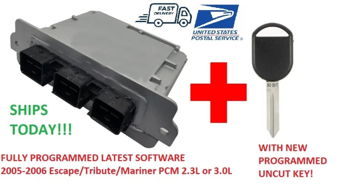 5L8A-12A650-AAD 2005 2006 Ford Escape 3.0L ECM PCM VIN&KEY Programmed Plug&Play